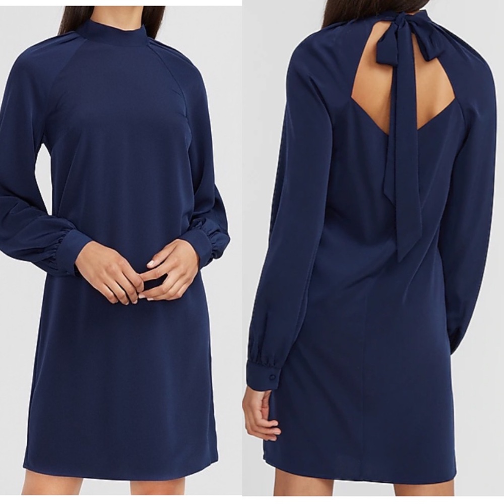 Express Mock Neck Tie Back Dress